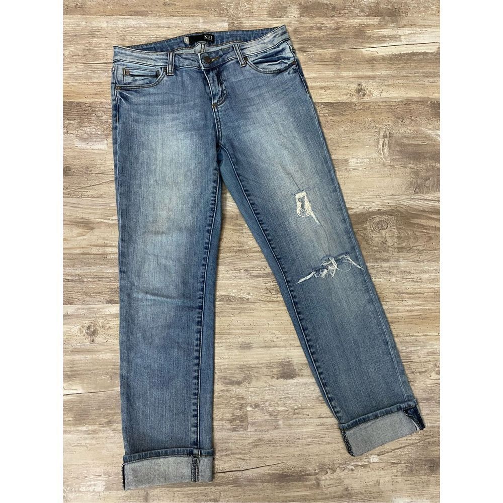 Kut From The Kloth Jeans Catherine Boyfriend Capri Cropped Cuffed Women’s Size 4